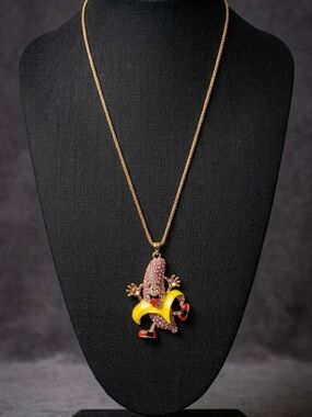 Betsey Johnson Crystal Banana Charm Necklace NWT 2572